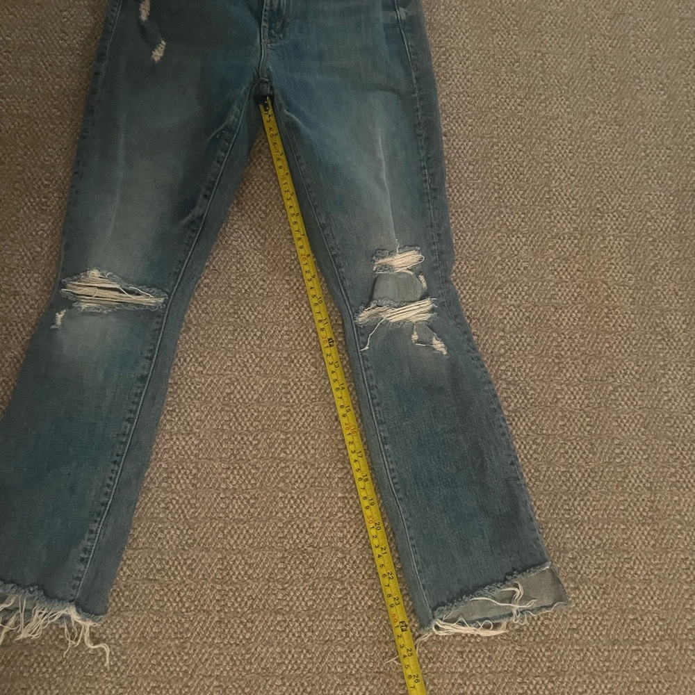 MOTHER Blue Distressed Ankle Length Jeans - Picture 7 of 8